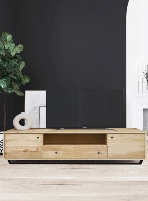 RTV-Schrank aus Eiche Steel 05 (206 1s2d hoch)