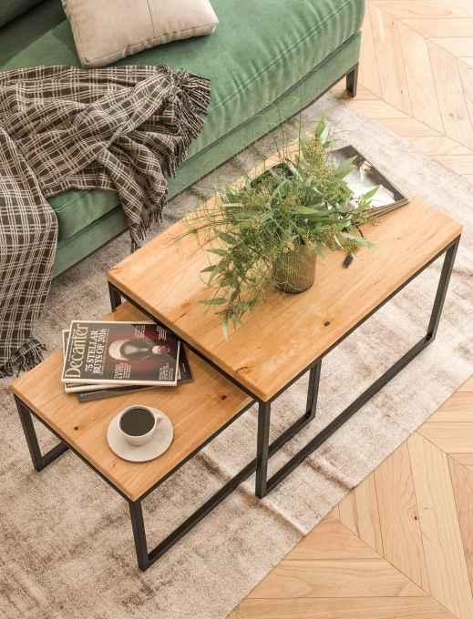 Rechteckiger Couchtisch SET aus Eiche Law09 ▯60+▯70 | ▯80+▯90 | ▯100+▯120