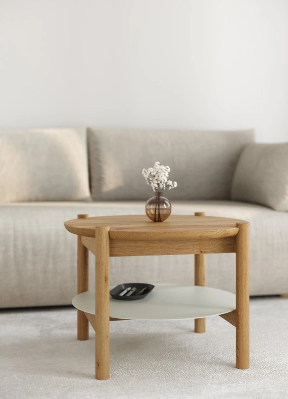 Runder Couchtisch aus Eiche Japandi Compact 23