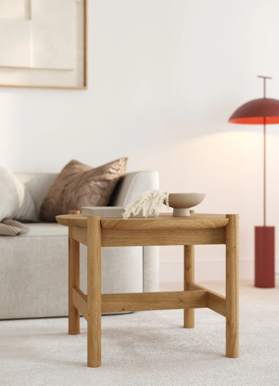 Runder Couchtisch aus Eiche Japandi Compact 21