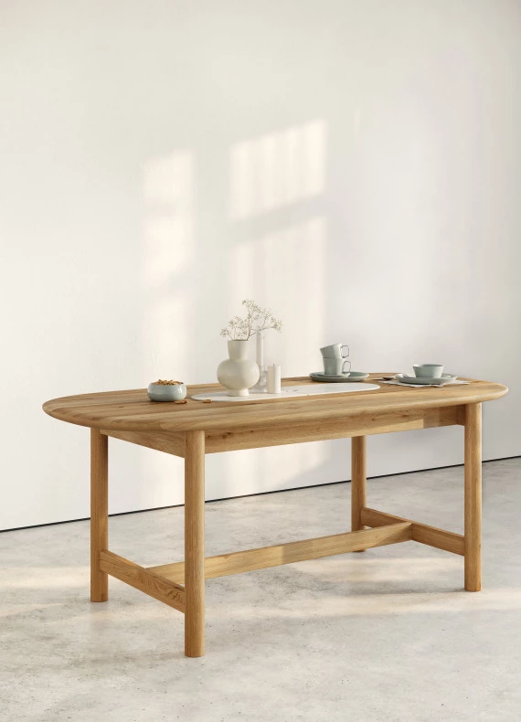 Eichentisch Japandi Compact 02 mit Stauraum