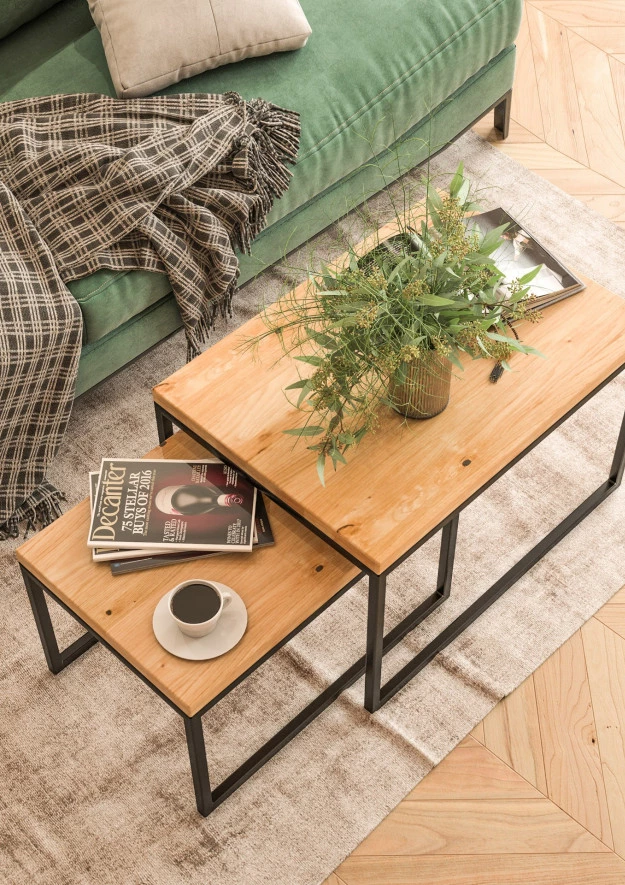 Rechteckiger Couchtisch SET aus Eiche Law09 ▯60+▯70 | ▯80+▯90 | ▯100+▯120