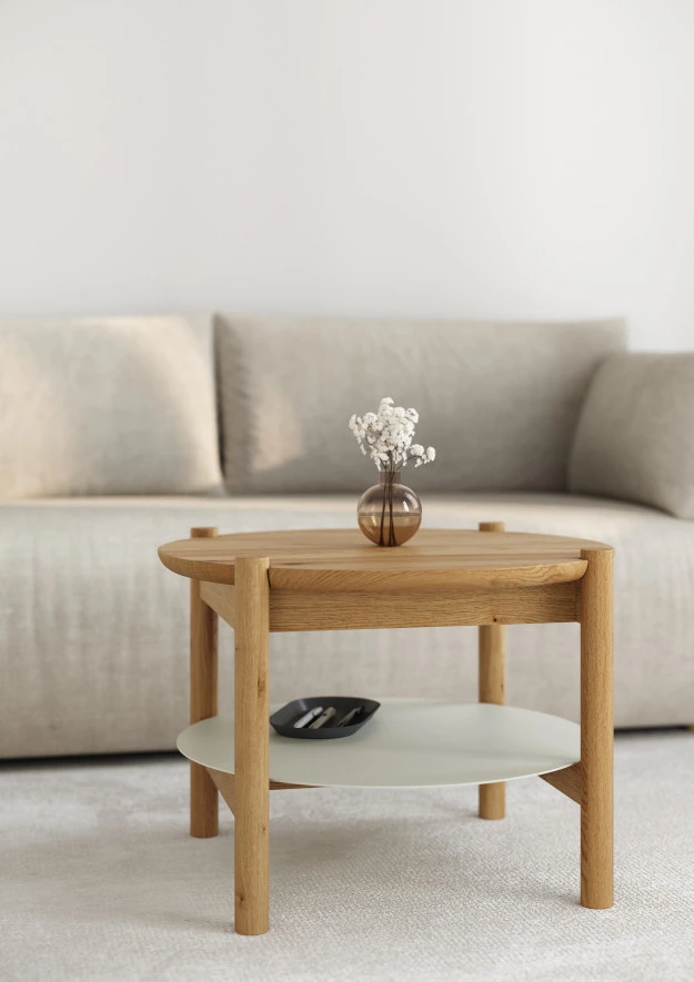 Runder Couchtisch aus Eiche Japandi 23