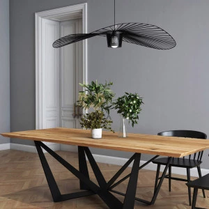 Eichentisch auf Metallbeinen Lukka mit Zusatzplatten ausziehbar