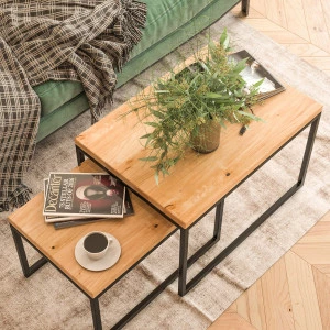 Rechteckiger Couchtisch SET aus Eiche Law09 ▯60+▯70 | ▯80+▯90 | ▯100+▯120
