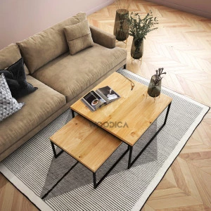 Eckiger Couchtisch aus Eiche Law04