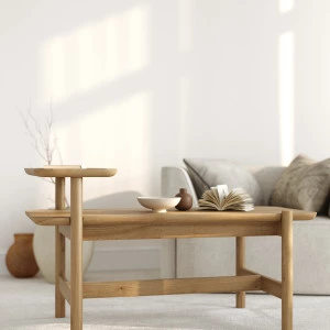 Couchtisch aus Eiche Japandi 11 mit Aufsatz