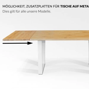 Eichentisch auf Metallbeinen 17 mit Zusatzplatten ausziehbar