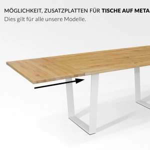 Eichentisch auf Metallbeinen 17 mit Zusatzplatten ausziehbar