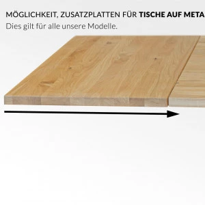 Eichentisch auf Metallbeinen 17 mit Zusatzplatten ausziehbar