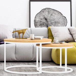 Couchtisch SET aus Eiche Ław03 Ø58+Ø75