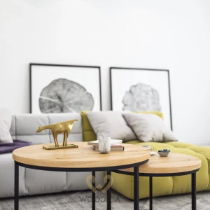 Rundlicher Couchtisch SET aus Eiche Law03 Ø58+Ø75