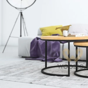 Rundlicher Couchtisch SET aus Eiche Law03 Ø58+Ø75