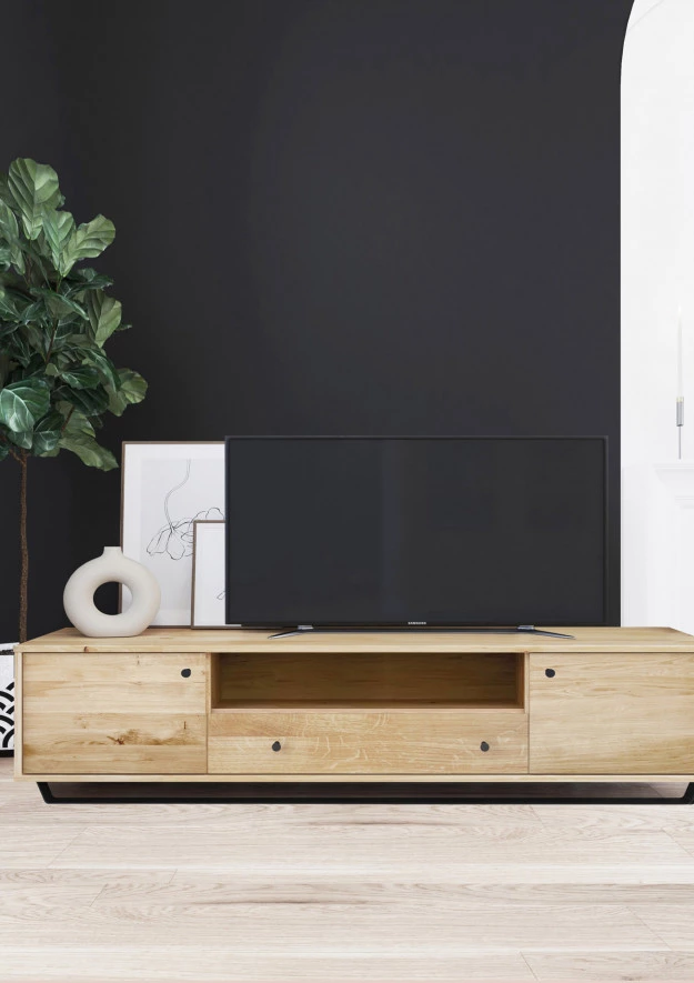 RTV-Schrank aus Eiche Steel 05 (206 1s2d hoch) 