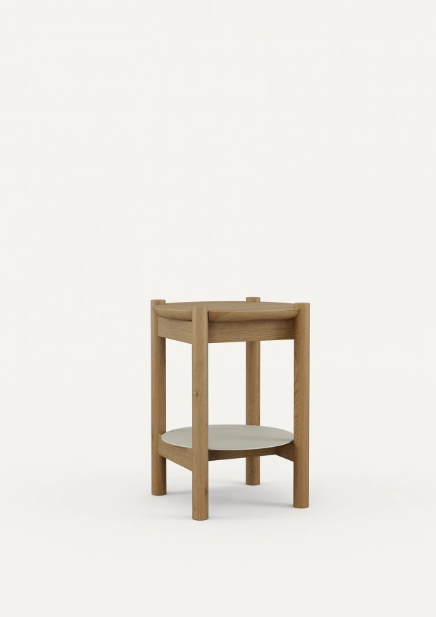 Couchtisch aus Eiche Japandi 32, Runder Beistelltisch