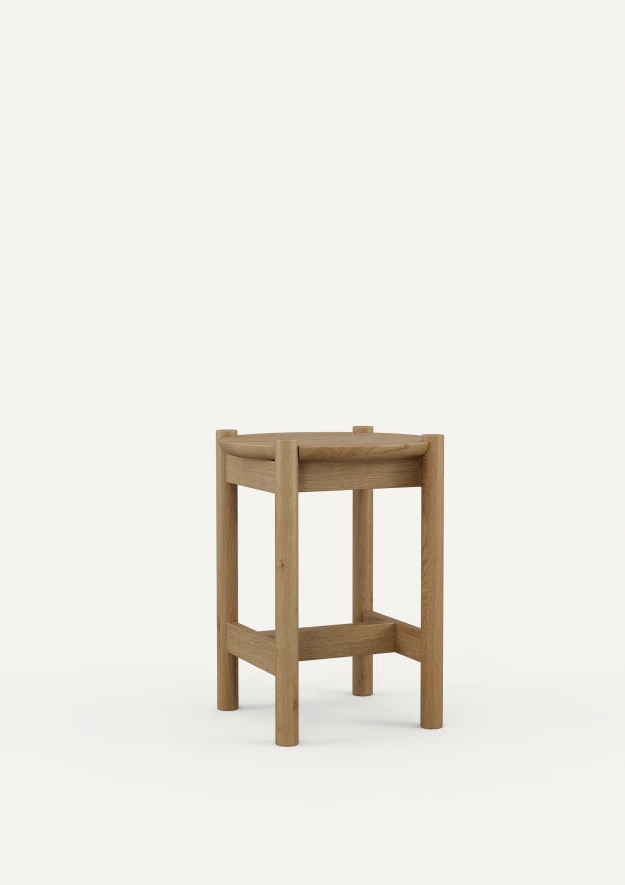 Couchtisch aus Eiche Japandi 31, Runder Beistelltisch