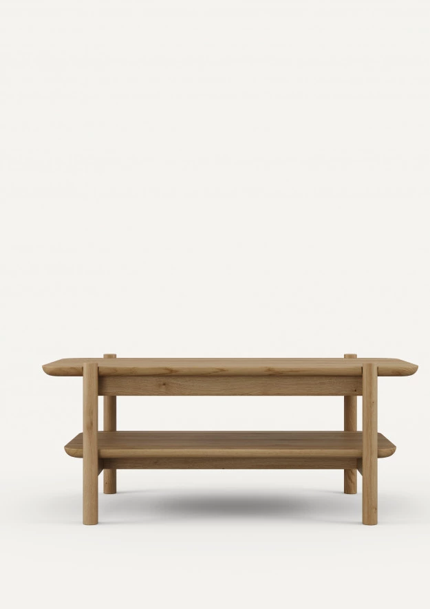 Rechteckiger Couchtisch aus Eiche Japandi 02