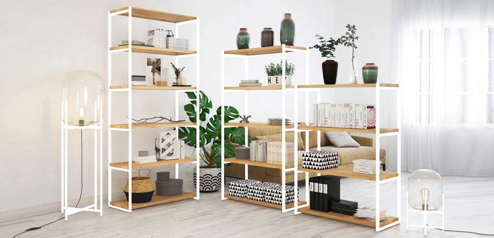 Loft und Metallregale aus Eiche