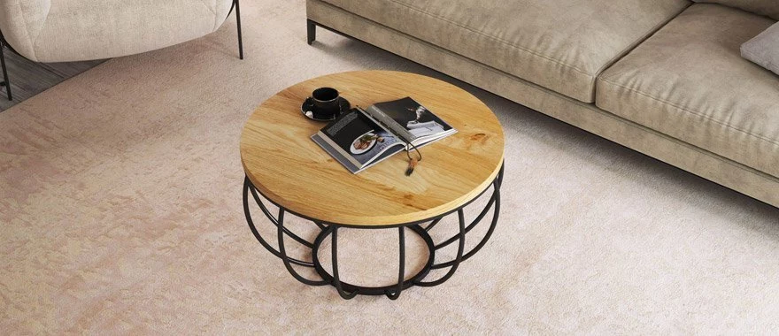 Couchtische Eiche mit Metallfüßen 100% Massivholz 