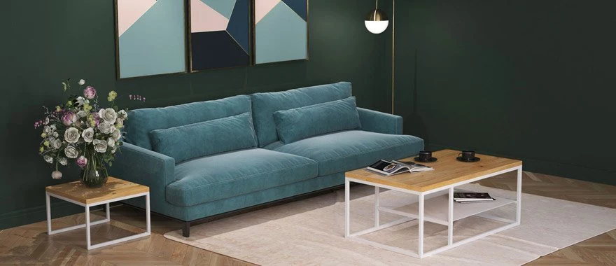 Couchtische Eiche mit Metallfüßen 100% Massivholz 