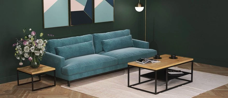 Couchtische Eiche mit Metallfüßen 100% Massivholz 