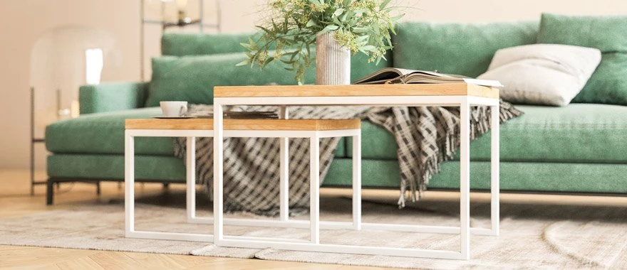 Couchtische Eiche mit Metallfüßen 100% Massivholz 