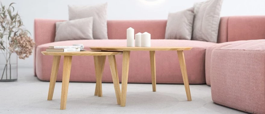 Couchtische Eiche mit Metallfüßen 100% Massivholz 