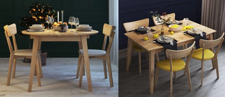 Eichenholztische für Ess- oder Wohnzimmer 100% Massivholz 